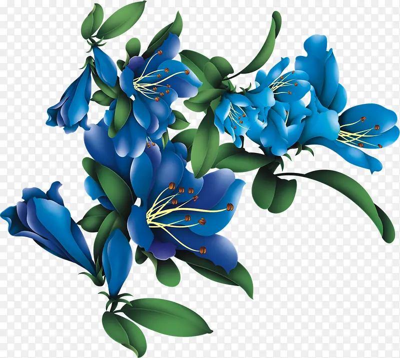 蓝色花朵卡通