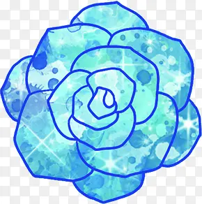 蓝色手绘星光创意花朵