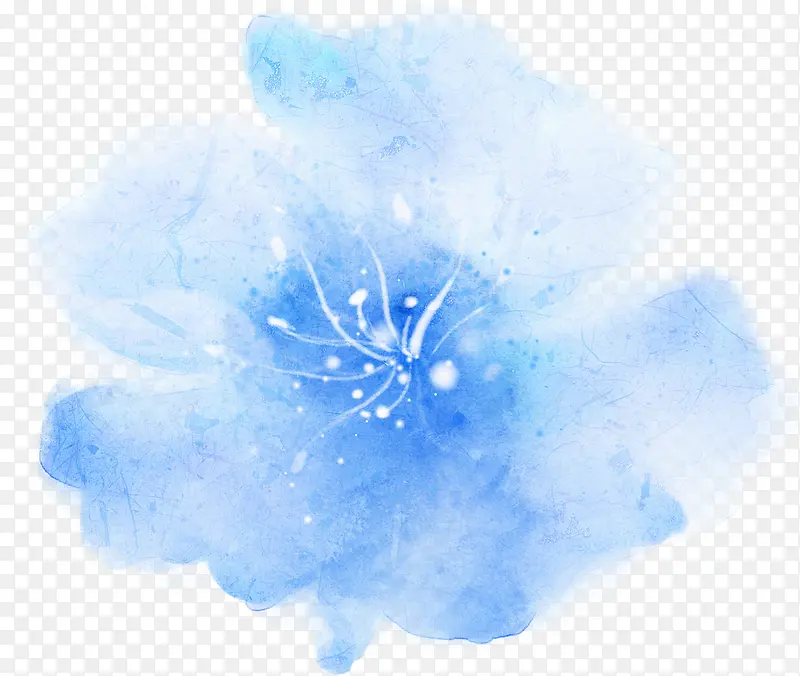 唯美蓝色梦幻水彩花朵