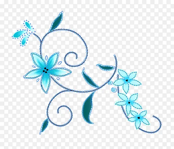 古风温暖蓝色花朵手绘