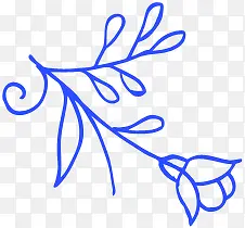 蓝色简约设计花朵简单
