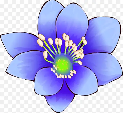 蓝色花朵花蕊元素