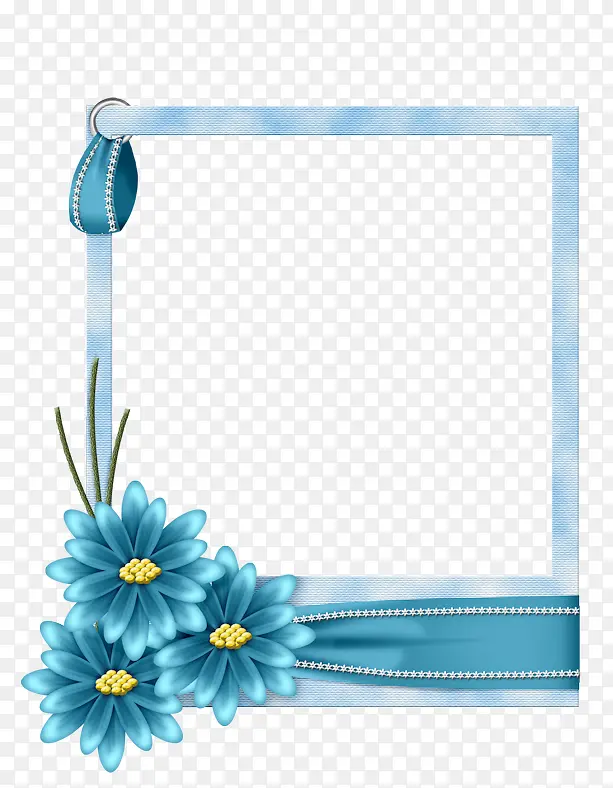 蓝色唯美花朵边框