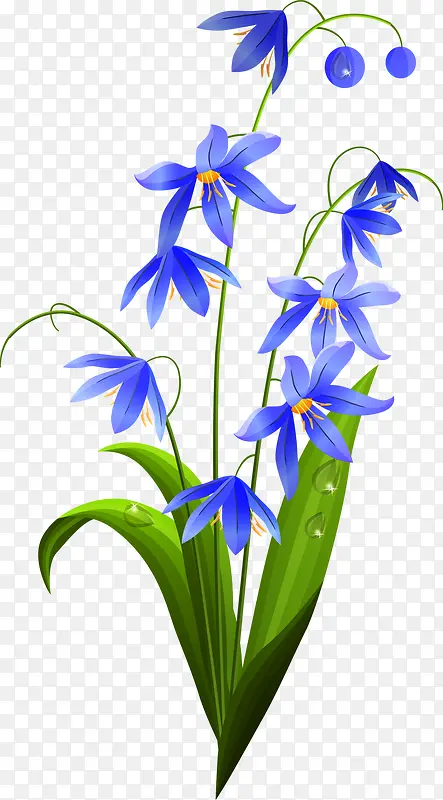 蓝色卡通创意花朵花藤