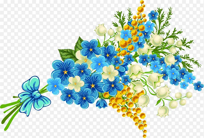 蓝色炫丽卡通花朵