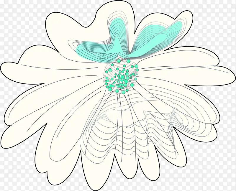黑色线条蓝色优雅花朵