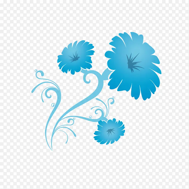 蓝色流行花朵
