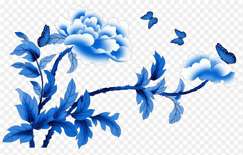 蓝色花朵树枝