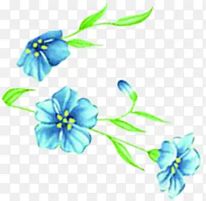 手绘蓝色简约花朵植物