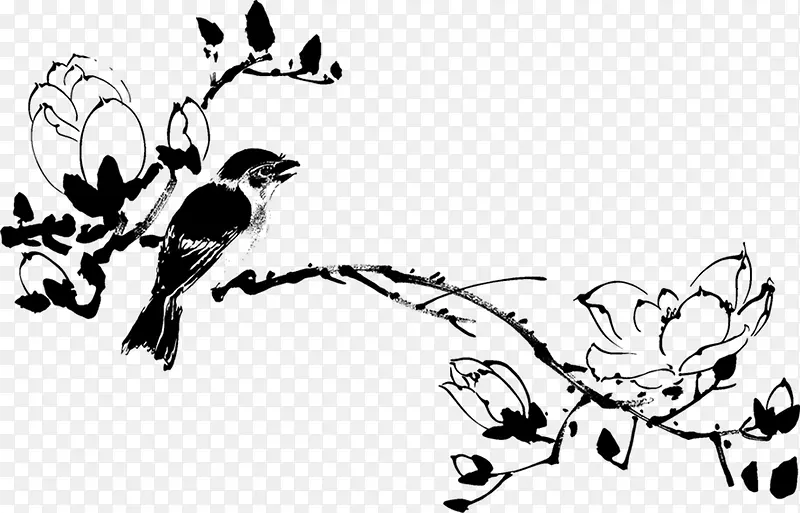 黑色树枝上的小鸟
