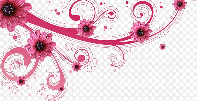 手绘教师节粉色花朵