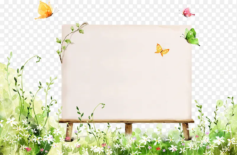 水彩画板和蝴蝶