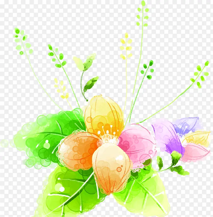 春天水彩花朵植物装饰