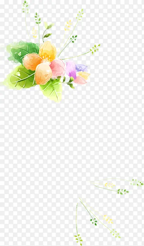 春天淡雅彩色水彩花朵装饰