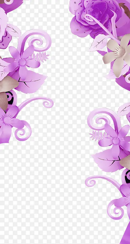 紫色清新花藤边框纹理
