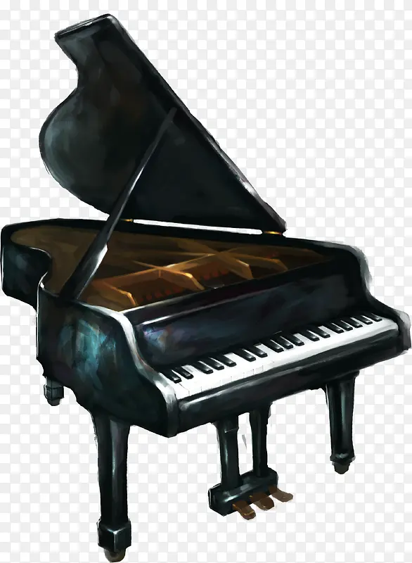黑色音乐钢琴设计手绘