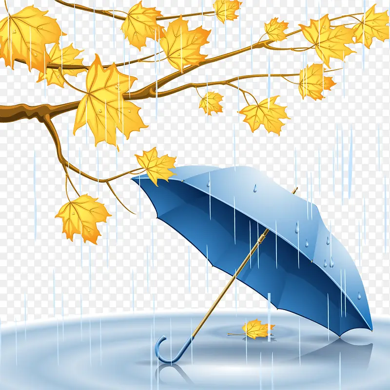 雨天 雨伞 树叶 矢量图 装饰图案