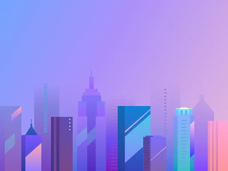 紫色卡通城市