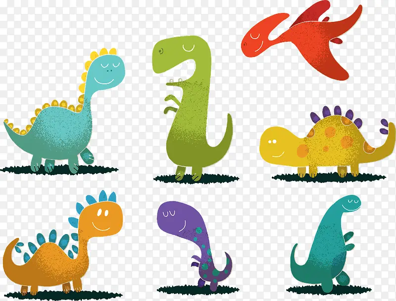 6个矢量可爱恐龙