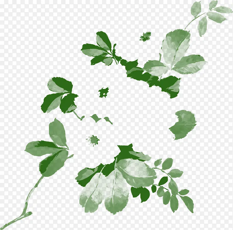 绿色手绘水彩植物树叶
