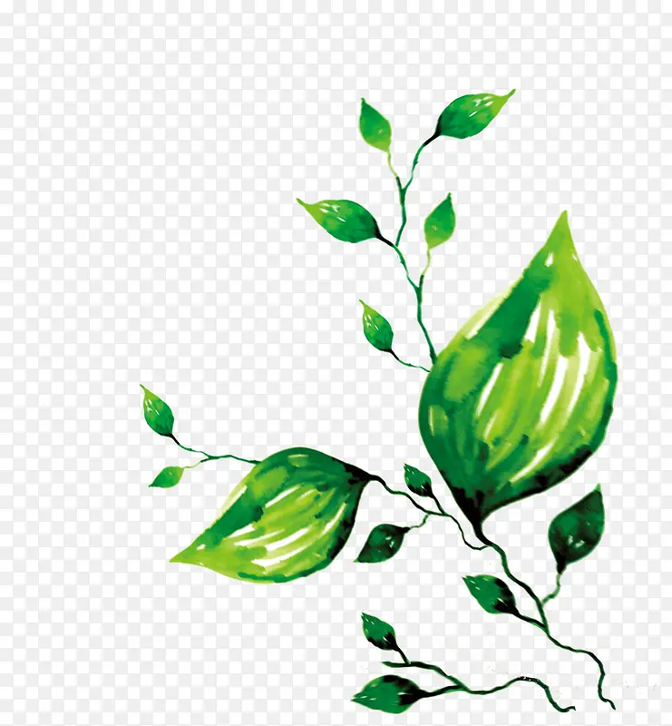绿色水彩手绘树叶