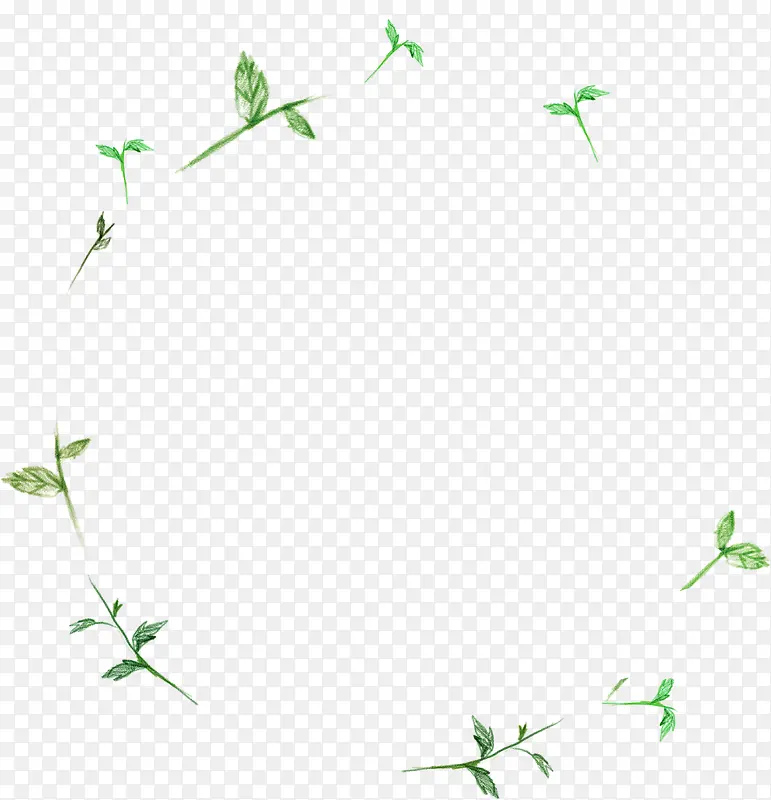手绘绿色树叶花环装饰