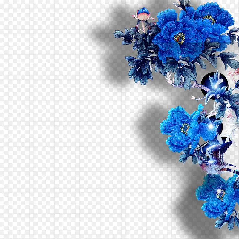 蓝色装饰花