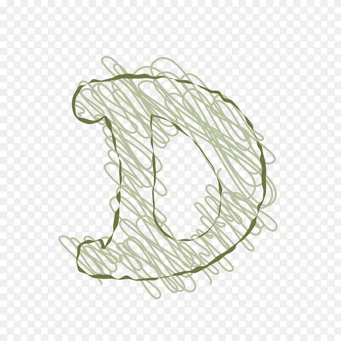 灰色手绘字母D