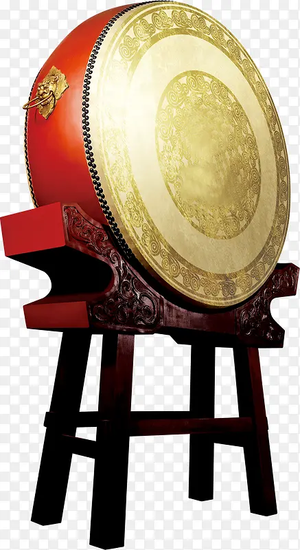 红色复古花纹大鼓