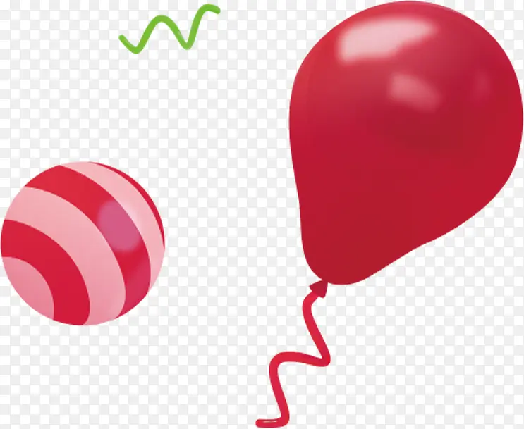 红色卡通气球条纹彩带
