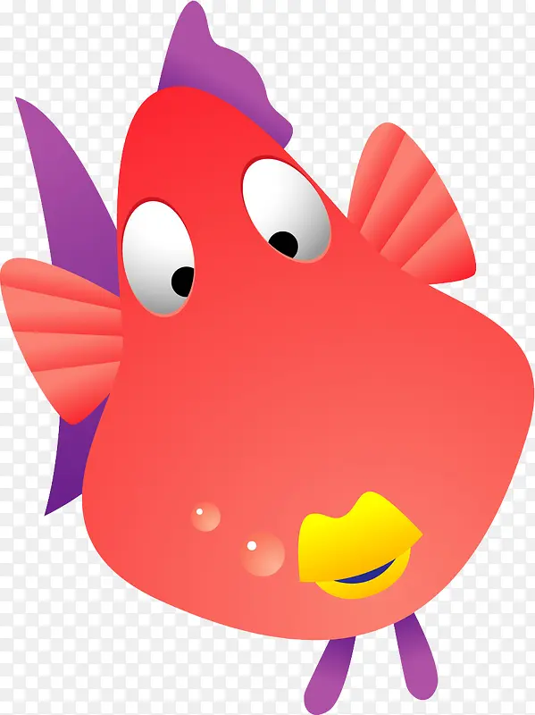 一只卡通红色可爱小鱼