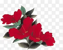 红色可爱唯美花朵手绘
