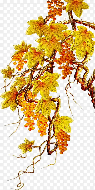 手绘黄色秋季树叶十字绣