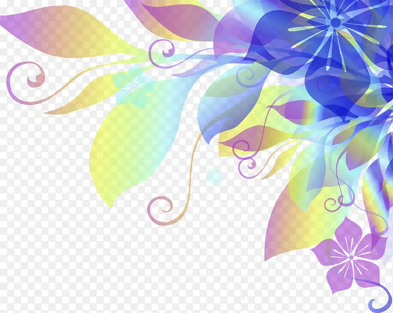 蓝紫色梦幻花纹装饰