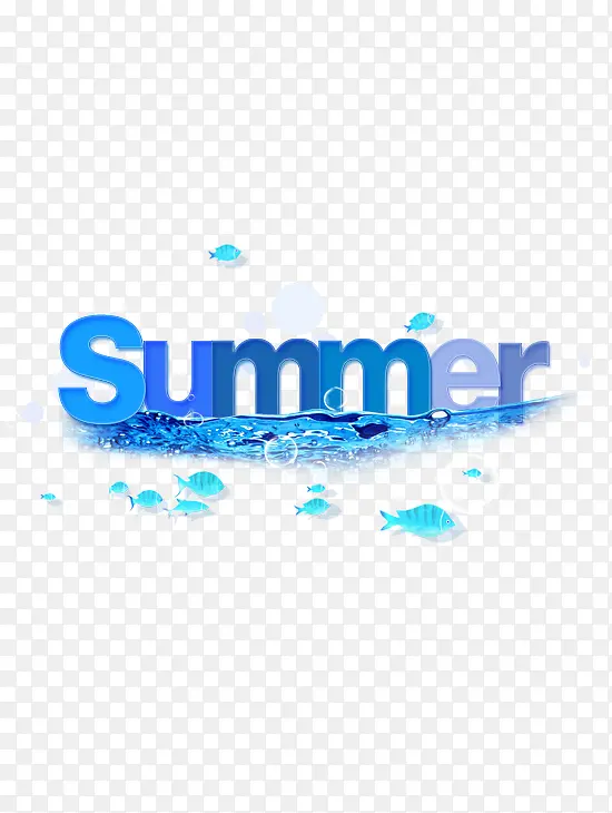 蓝色summer艺术字素材