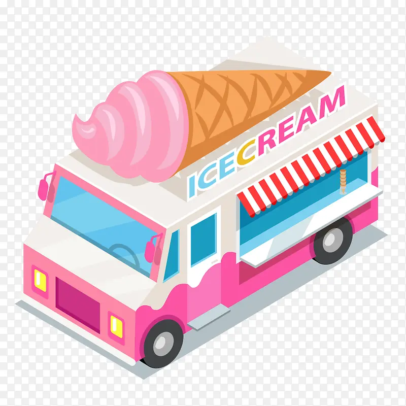卡通卖冰淇淋车png