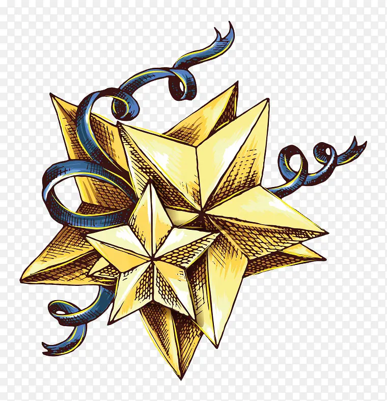 手绘金色圣诞节标志