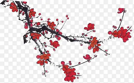 红色花朵树枝装饰