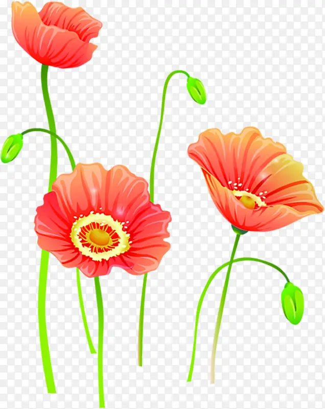 红色卡通创意花朵植物