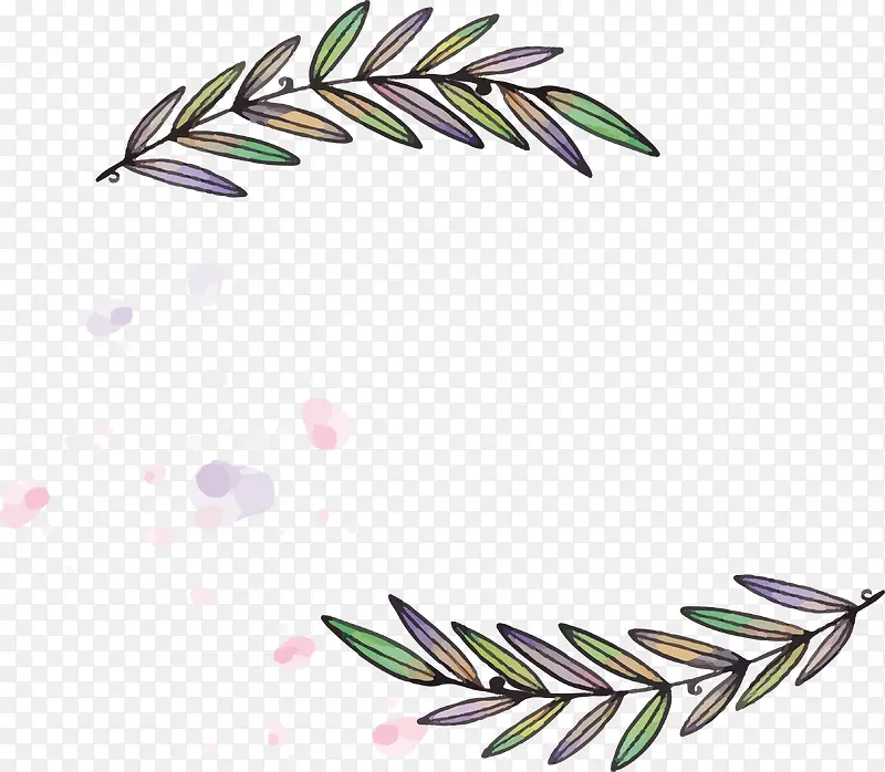 手绘炫彩树叶标题框
