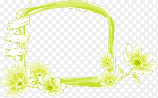 绿色边框花朵装饰外框