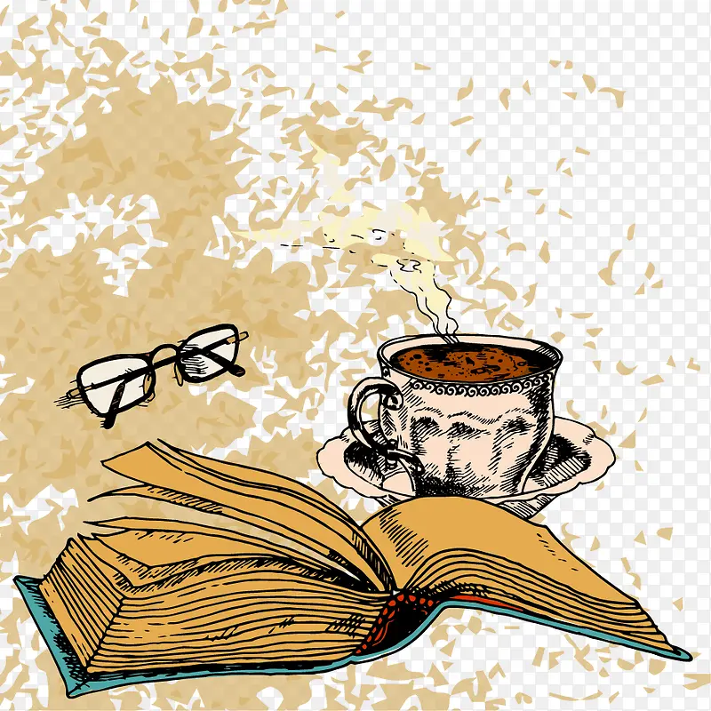 矢量咖啡喝书籍
