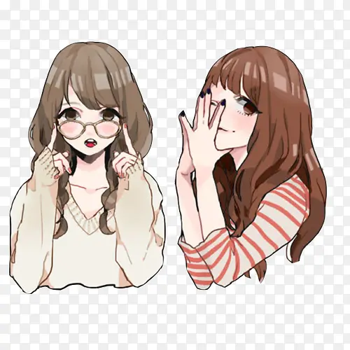 女孩水彩画素材图片