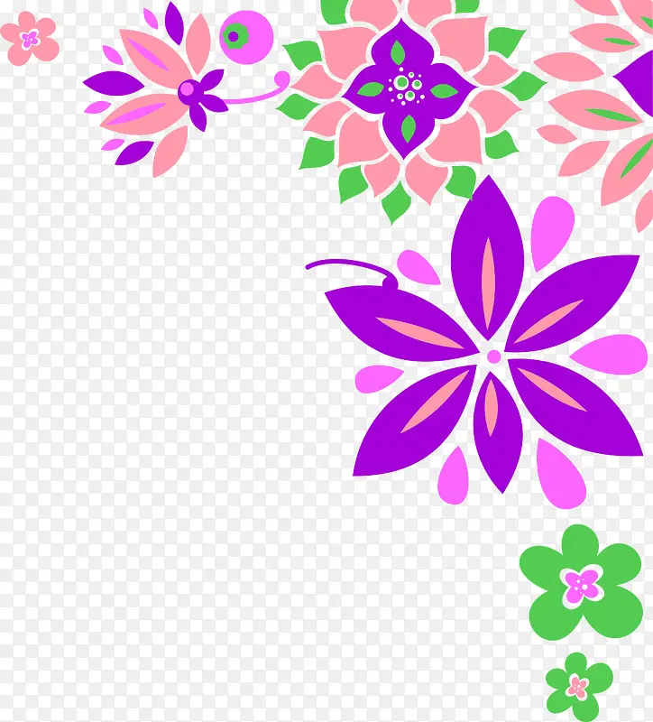 手绘粉紫色花纹装饰