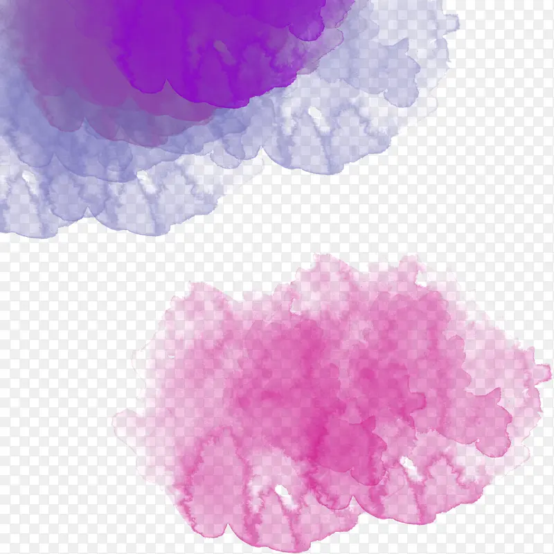 手绘粉紫色水彩墨迹装饰