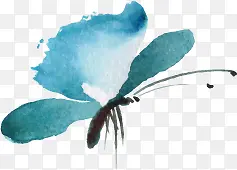 蓝色水彩蝴蝶创意