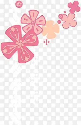 卡通粉红花朵手绘漂浮