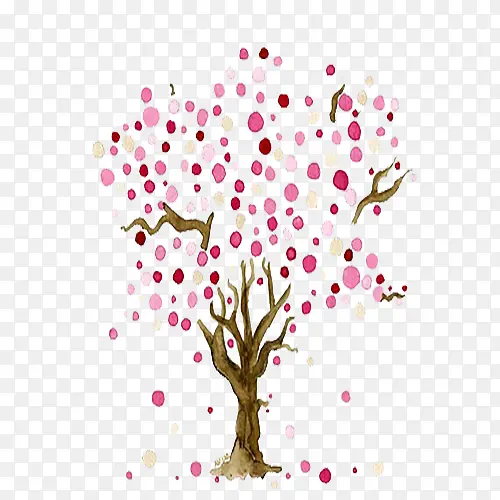 粉色波点树木