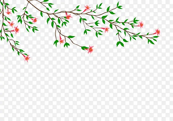 卡通唯美树枝红花