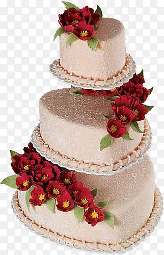 多层红花生日蛋糕